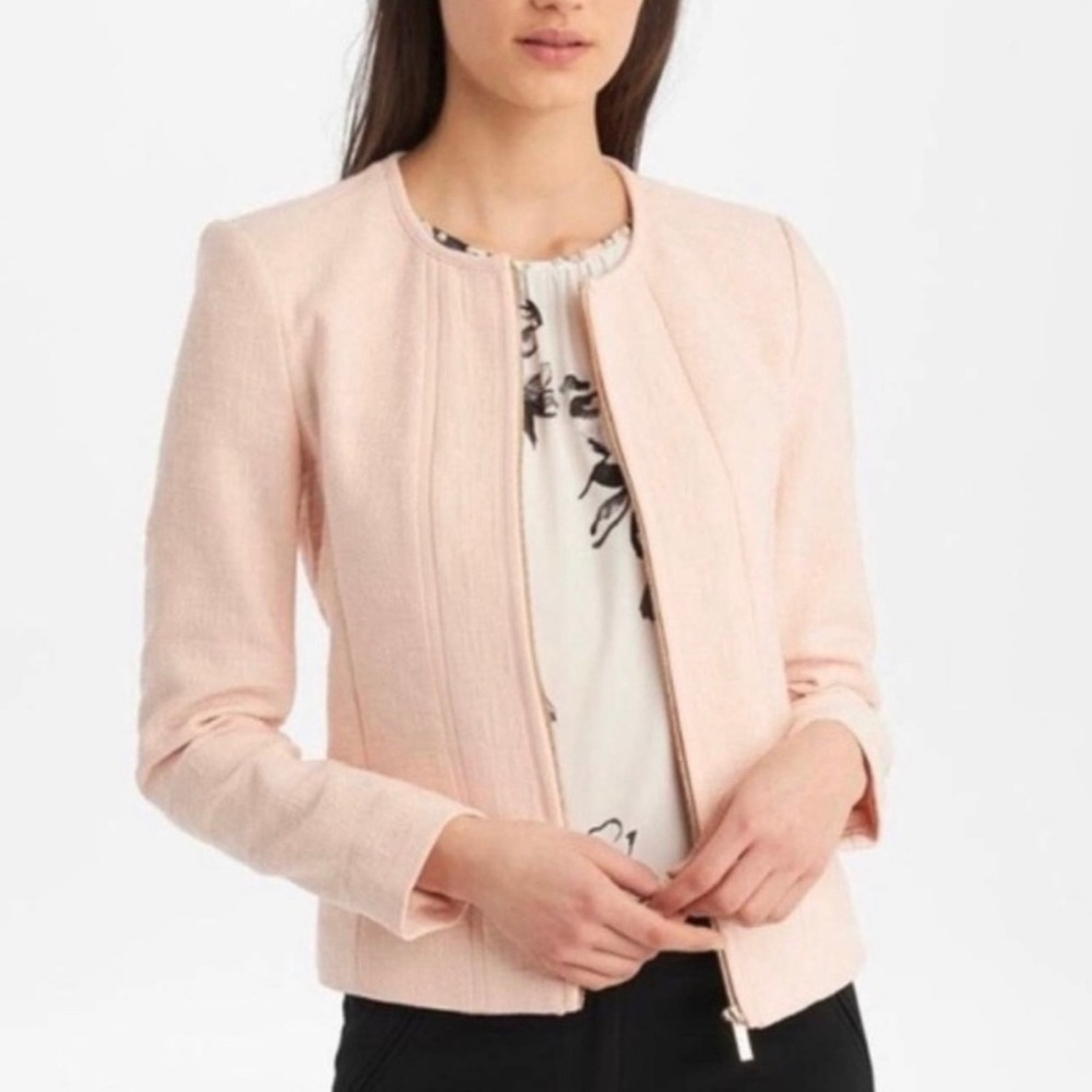 Karl Lagerfeld Paris‎ Pink No Collar Blazer